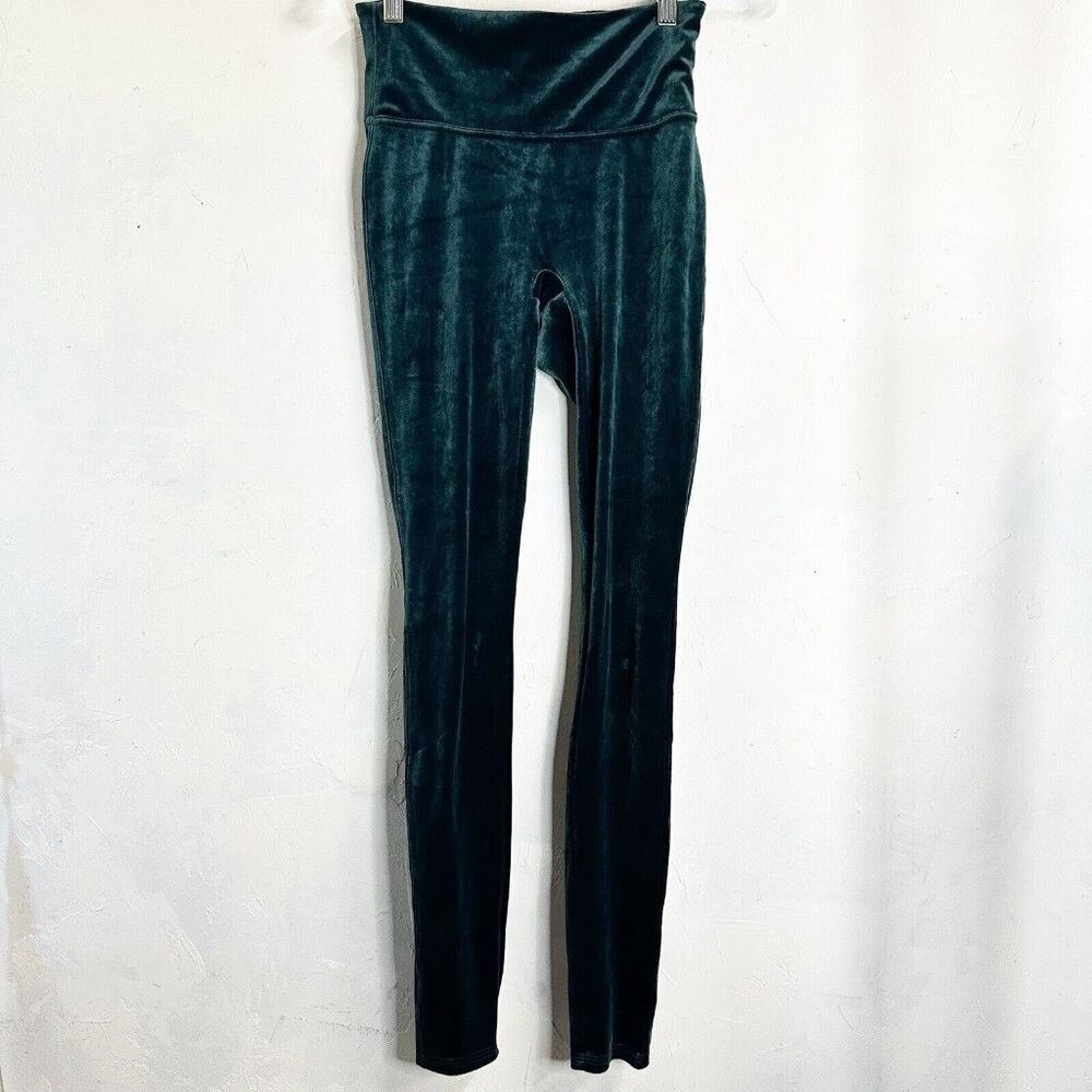 Spanx Velour Green Leggings Womens Small Holiday Skinny Festive Ankle Leggings